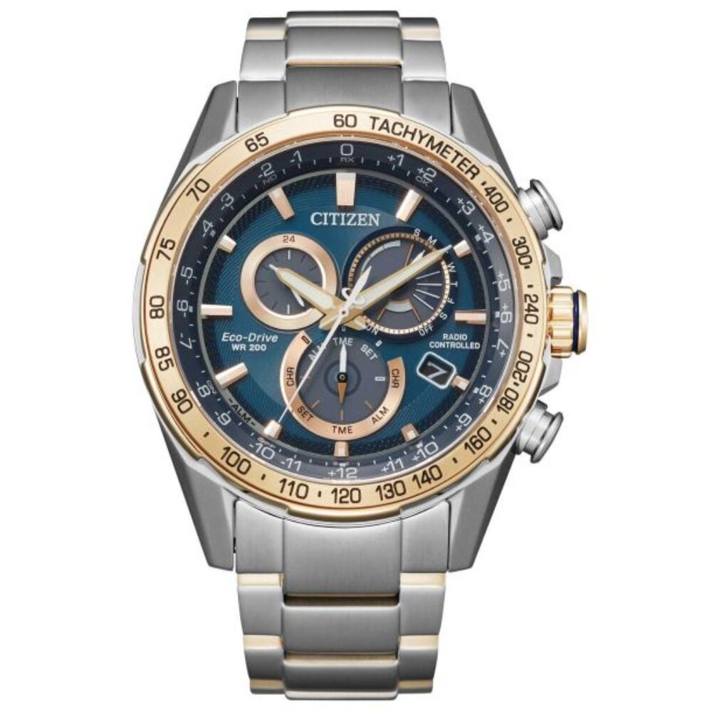 NEW Men's Citizen Eco-Drive PCAT Blue Dial Two-Tone Watch - Picture 6 of 10